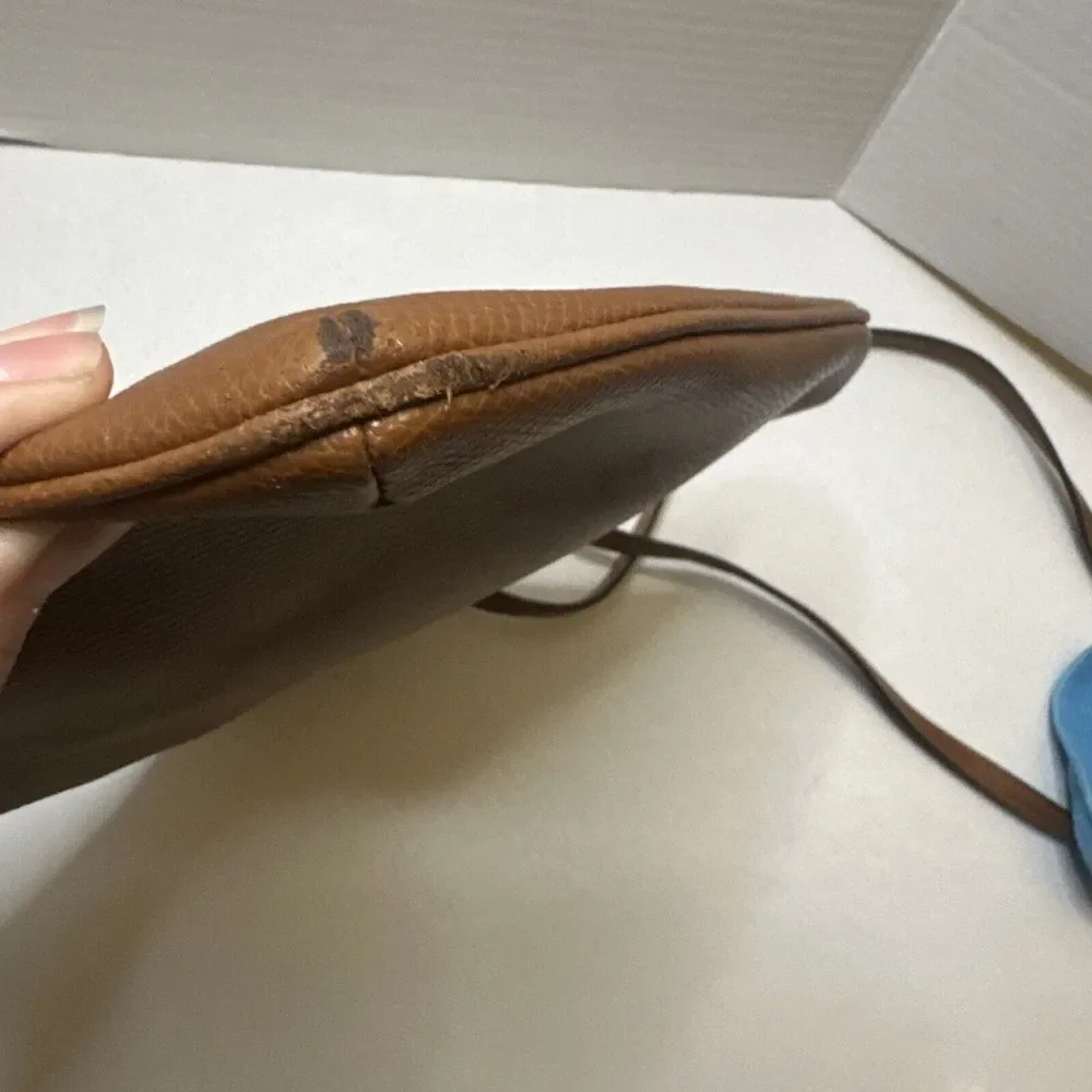 Coach Mini Rowan‎ File Pebbled Leather Crossbody Shoulder Handbag Purse Cognac
